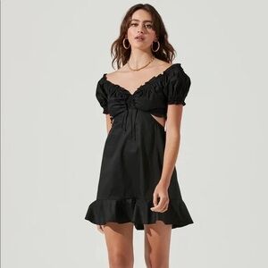Never worn ASTR The Label Verana Cutout Puff Sleeve Ruffle Mini Dress